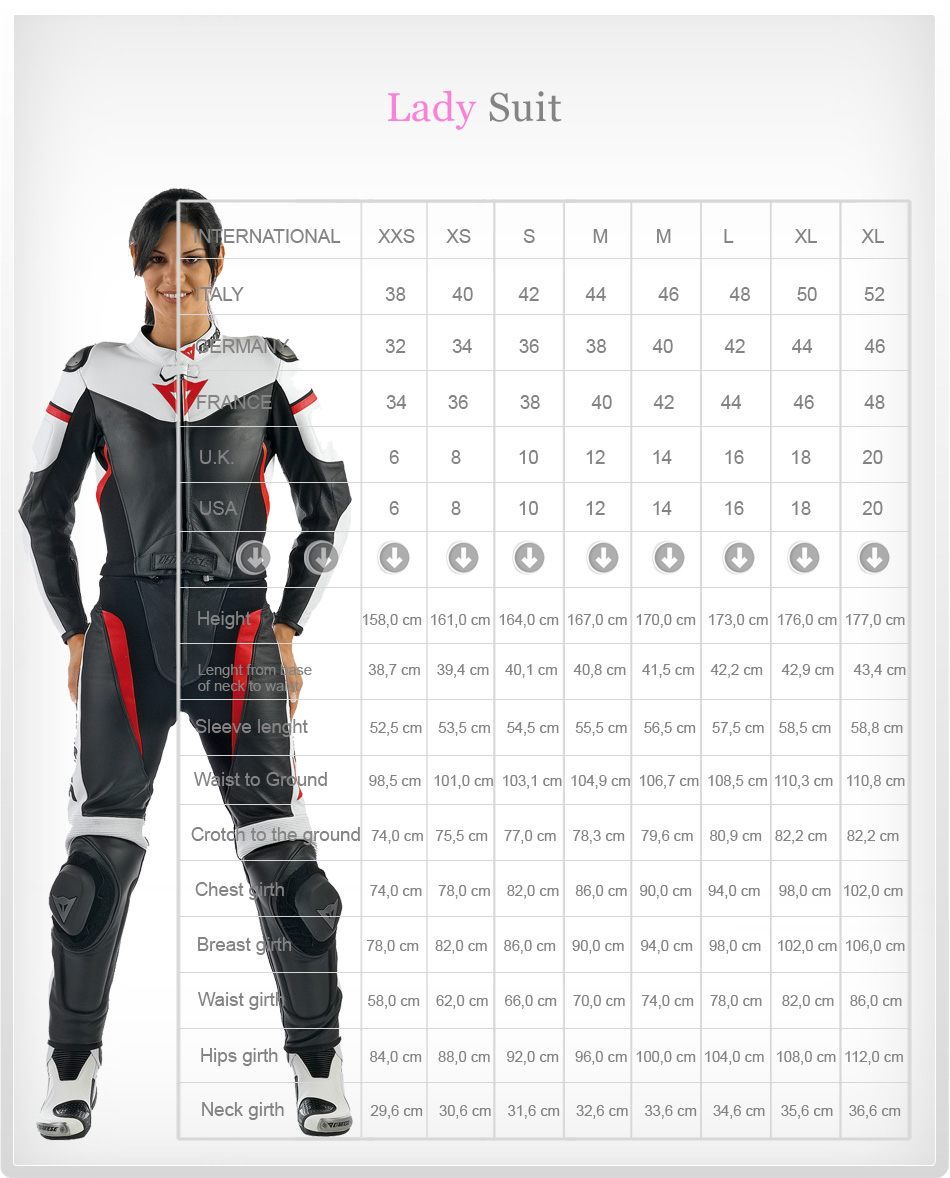 lady suit size chart
